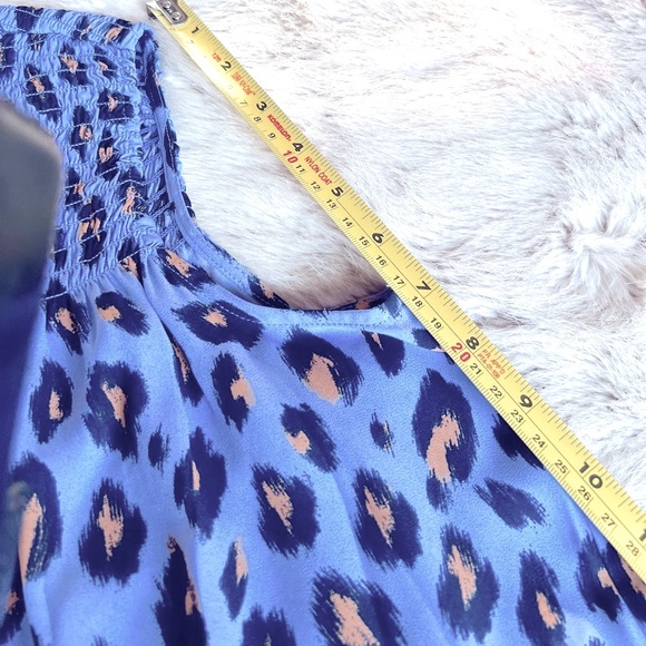 NWT Ann Taylor Sleeveless Blouse Blue Tan XS - Picture 2 of 6